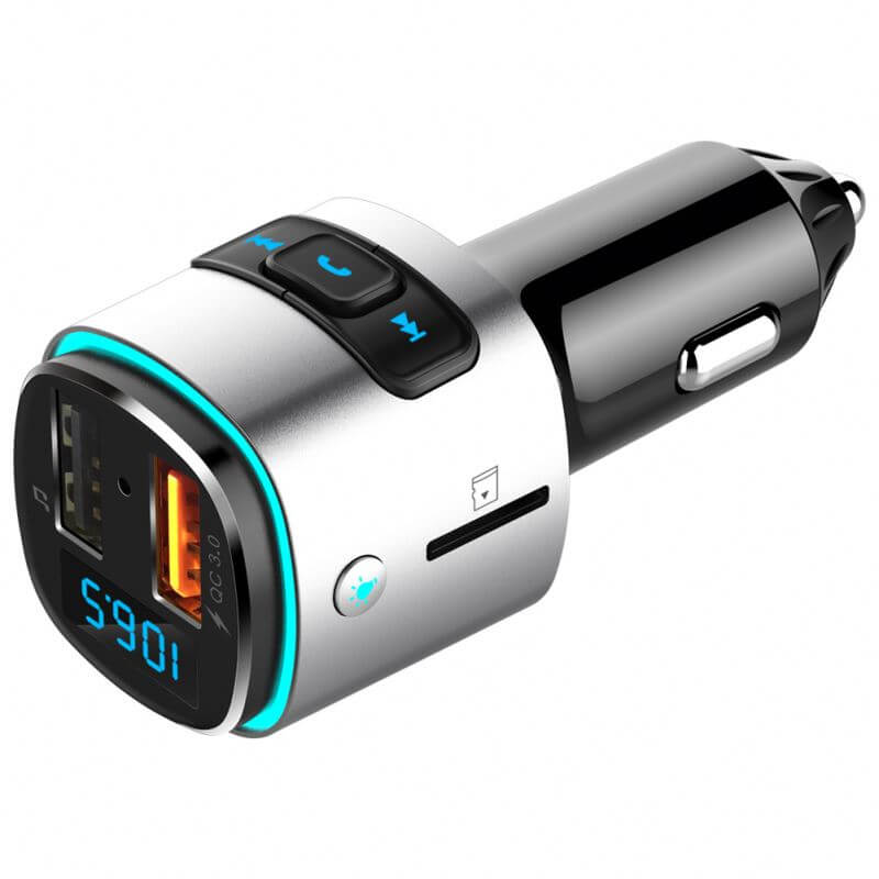 Компактен FM Bluetooth трансмитер с зарядно за кола, MP3 плеър - BC41